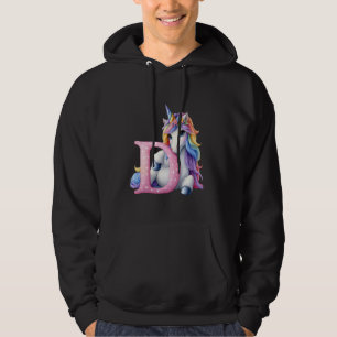 D Initial Unicorn Letter Monogram Alphabet Birthda Hoodie
