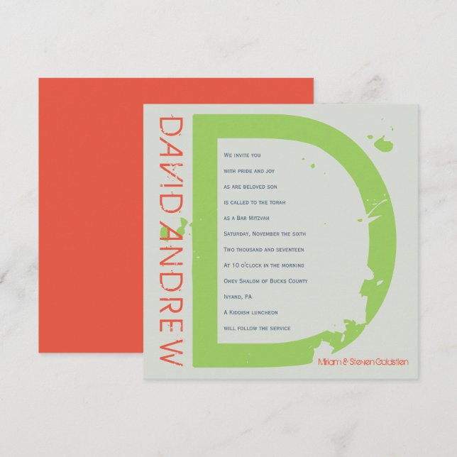 D Invitation du Bat mitzvah de la barre de collect (Devant / Derrière)
