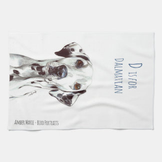 D is for Dalmatian - Black and White Kitchen Towel