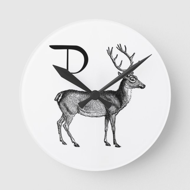D is for Deer Round Clock (Front)