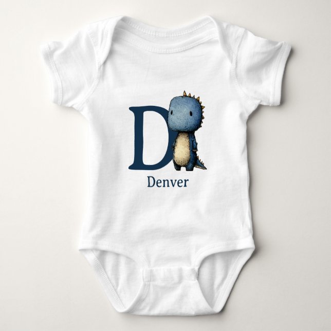 D is for Dinosaur Personalize Baby Bodysuit (Front)