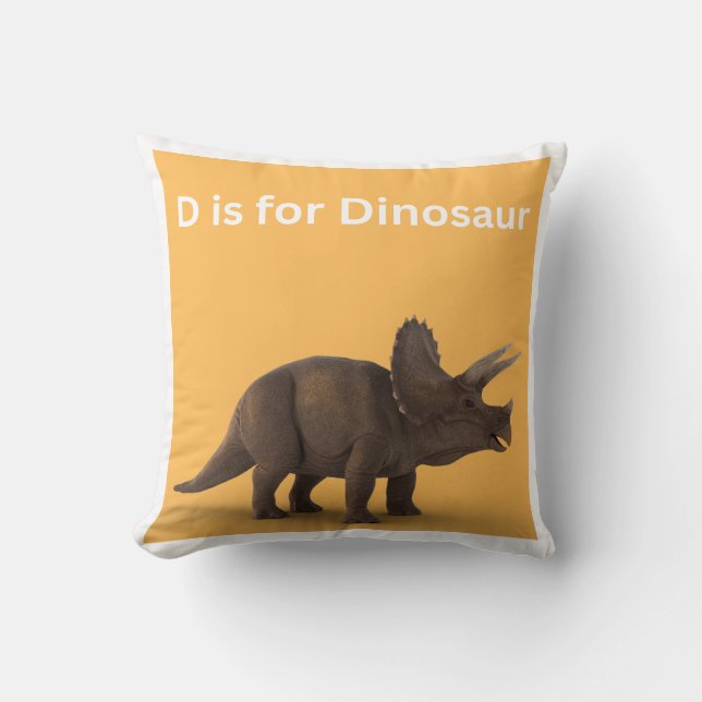 D is for Dinosaur Throw Pillow (Front)