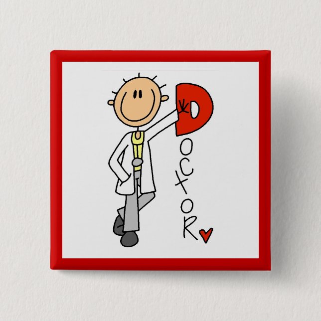 D is for Doctor 2 Inch Square Button (Front)