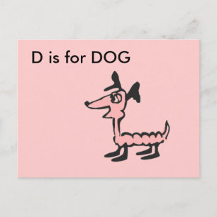 "D" is for Dog Alphabet Flashcard Postcard