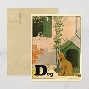 D is for Dog Golden Retriever and Terrier Alphabet Postcard