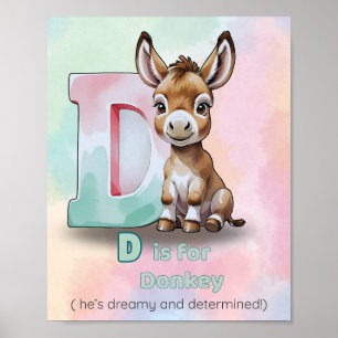 D is for Donkey – Dreamy and Determined ABC Poster