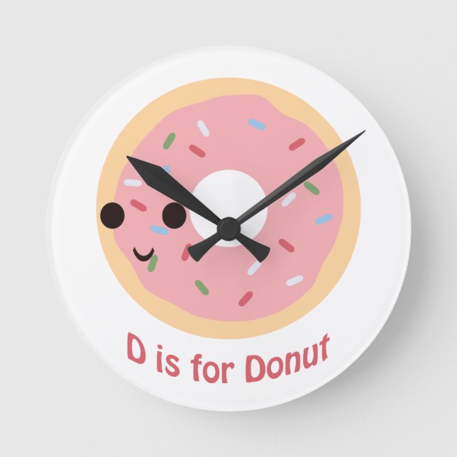 D is for Doughnut Round Clock (Front)