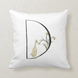 D is for Duck and Daffodil Throw Pillow