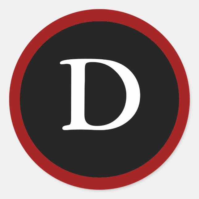 D : Lettre D initiale D Sticker rouge, blanc et no (Devant)