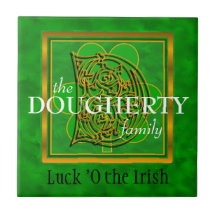 D "Luck of the Irish" Family Custom Monogram Tile