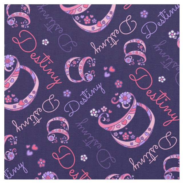 D monogram and personalized name Destiny fabric (Close Up)