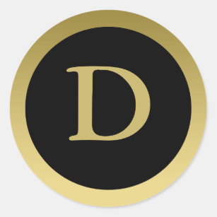 D :: Monogram D Elegant Gold and Black Sticker