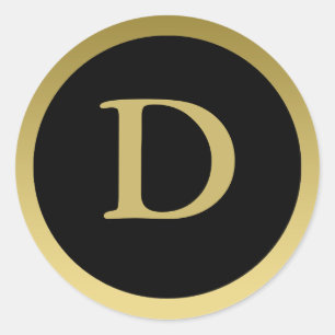 D :: Monogram D Elegant Gold et Black Sticker