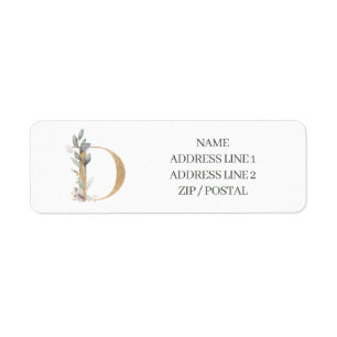 D Monogram Floral Personalized Label