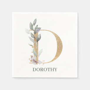 D Monogram Floral Personalized Napkin