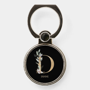 D Monogram Floral Personalized Phone Ring Stand