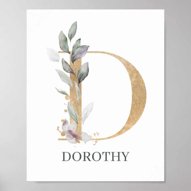 D Monogram Floral Personalized Poster (Front)