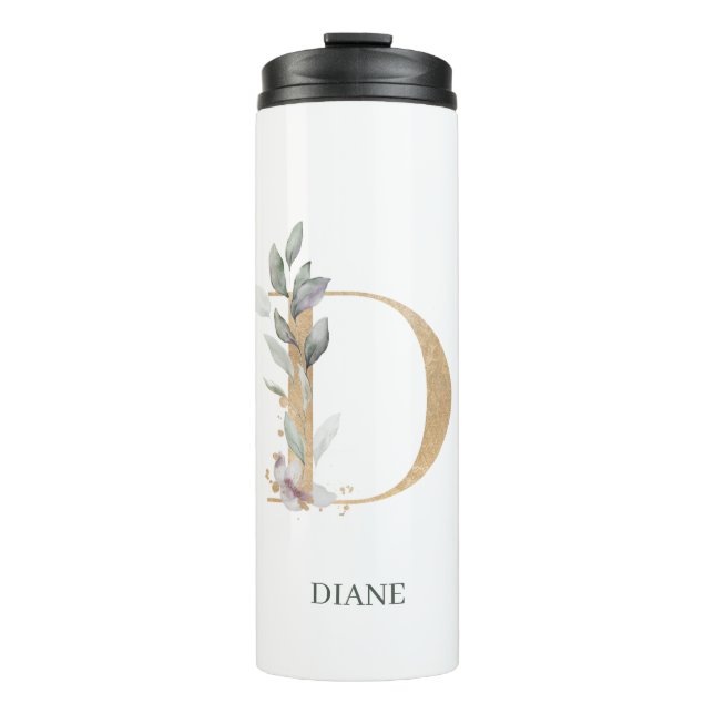 D Monogram Floral Personalized Thermal Tumbler (Front)