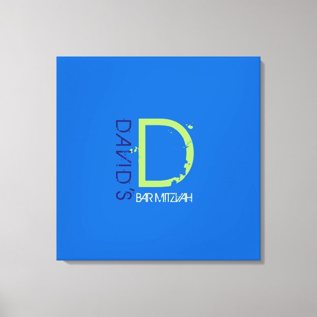 D Monogram Initial Bar Bat Mitzvah Sign-In Board Canvas Print (Front)