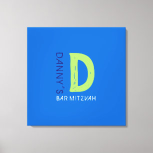 D Monogram Initial Bar Bat Mitzvah Sign-In Board Canvas Print