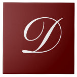 D Monogram Initial White on Maroon Tile<br><div class="desc">Classic White Letter Monogram on Dark Red Background Sticker Template, D.</div>