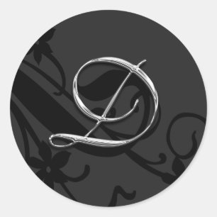 D Monogram Letter Wedding Envelope Seal Sticker
