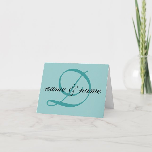 "D" monogram note card - personalize first names (Front)