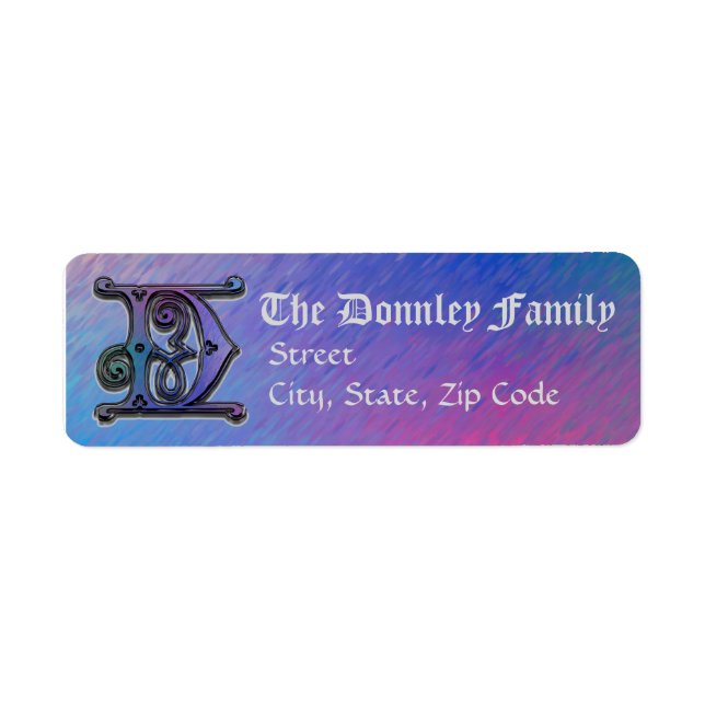D Monogram "Old World Blue" design Address Labels (Front)