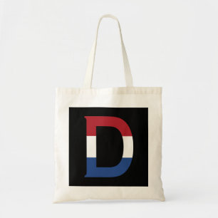 D Monogram overlaid on NLD Flag on bk btcn Tote Bag