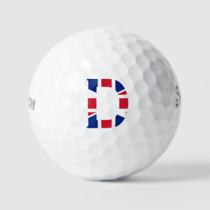 D Monogram overlaid on Union Jack Flag ssf gbcnt Golf Balls