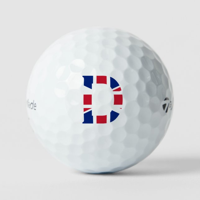 D Monogram overlaid on Union Jack Flag tmtp5 gbcnt Golf Balls (Front)
