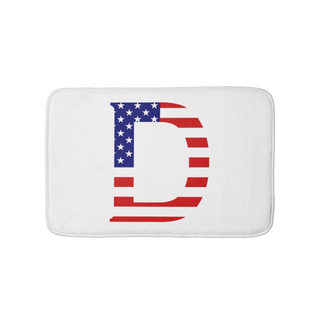 D Monogram overlaid on USA Flag bmt Bath Mat (Front)