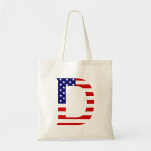 D Monogram overlaid on USA Flag btcnt Tote Bag