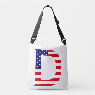 D Monogram overlaid on USA Flag cbbcn Crossbody Bag