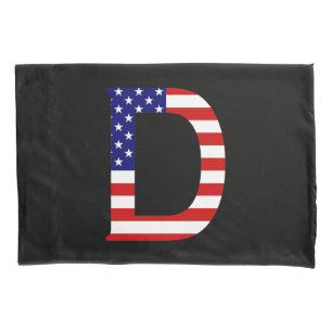 D Monogram overlaid on USA Flag pccnt Pillowcase