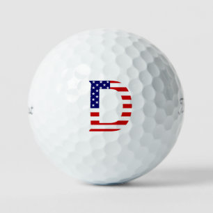 D Monogram overlaid on USA Flag tpv1 gbcnt Golf Balls