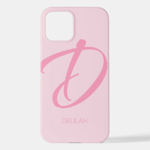 D Monogram Personalized Pink iPhone Case