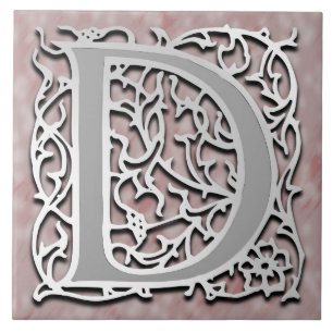 D Monogram "Silver Stone" Ceramic Tile