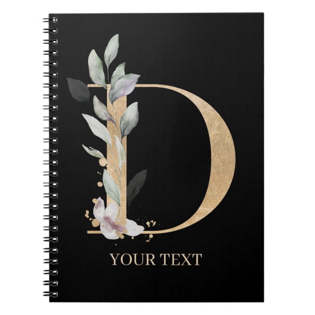 D Monogramme Floral Carnet personnalisé (Devant)