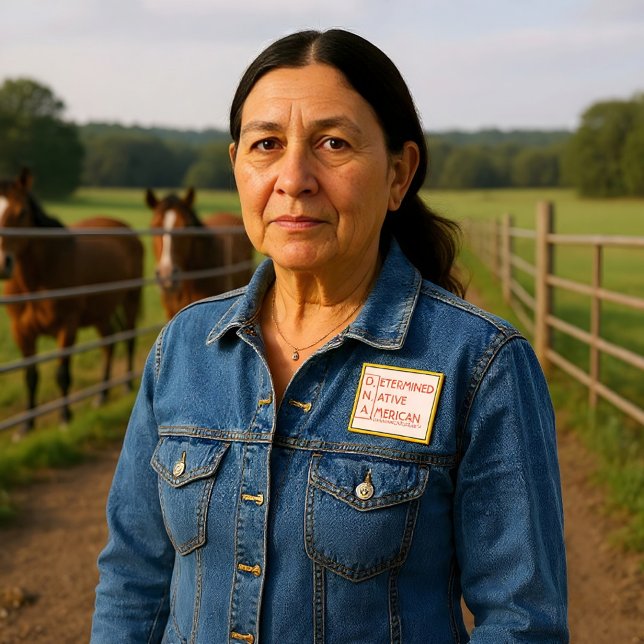 D.N.A - Determined Native American (y) 2 Inch Square Button (Creator Uploaded)