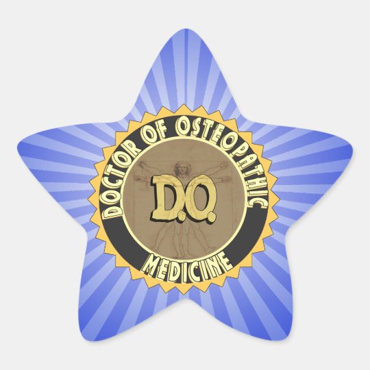 D.O. BADGE vitruvian Man DOCTOR OSTEOPATHY Star Sticker