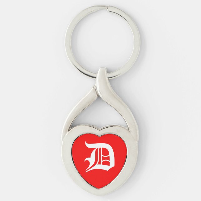 "D" Red Heart Keychain (Front)