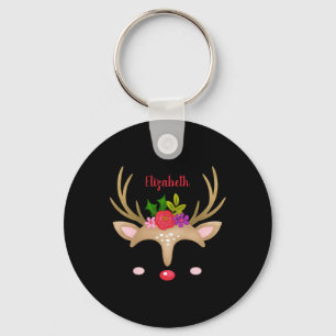 D Reindeer Christmas T Shirt  Keychain