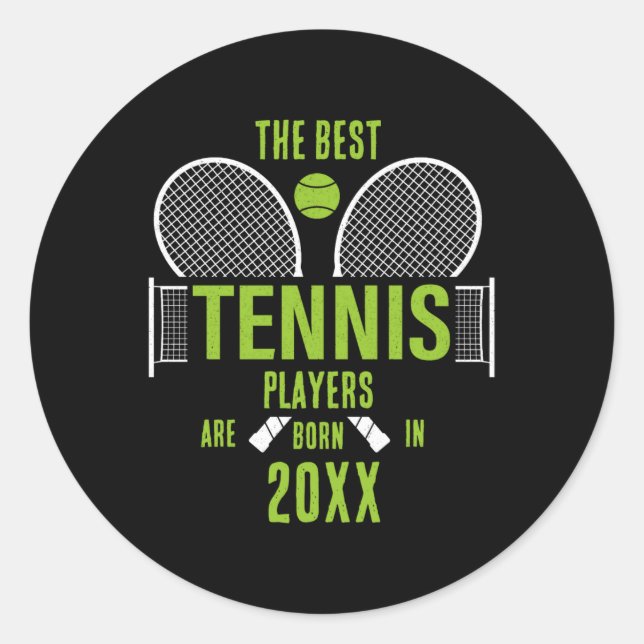 D Tennis Birth Year Name Birthday  Classic Round Sticker (Front)