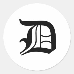 D-text Old English Classic Round Sticker
