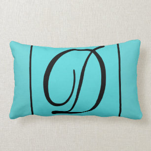 D - The Letter D on Turquoise Background Lumbar Pillow