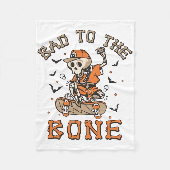 D To The Bone Skateboarding Skeleton Cool Hallowee Fleece Blanket (Front)