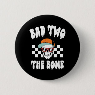 D Two The Bone Funny 2nd Birthday Halloween Skelet 2 Inch Round Button