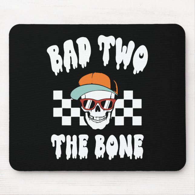 D Two The Bone Funny 2nd Birthday Halloween Skelet Mouse Pad (Front)