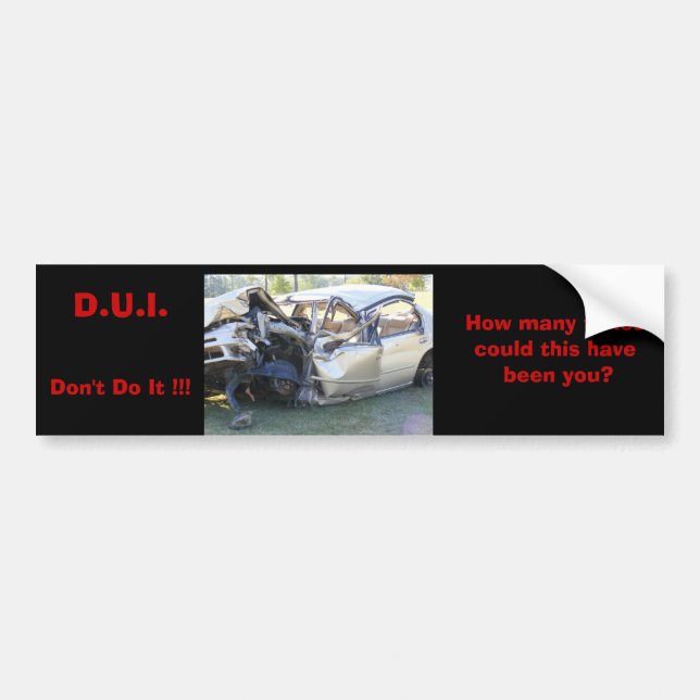 D.U.I. Don't Do It!! Bumper Sticker (Front)